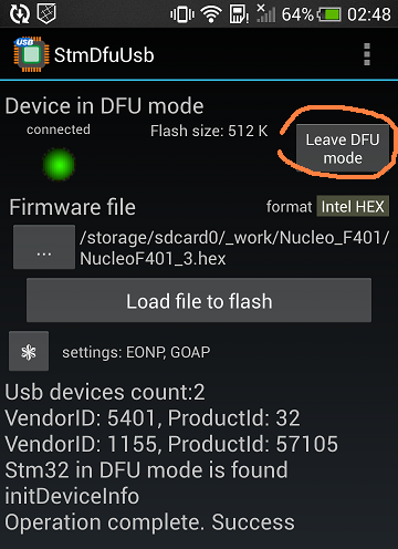 StmDfuUsb LeaveDfuButton